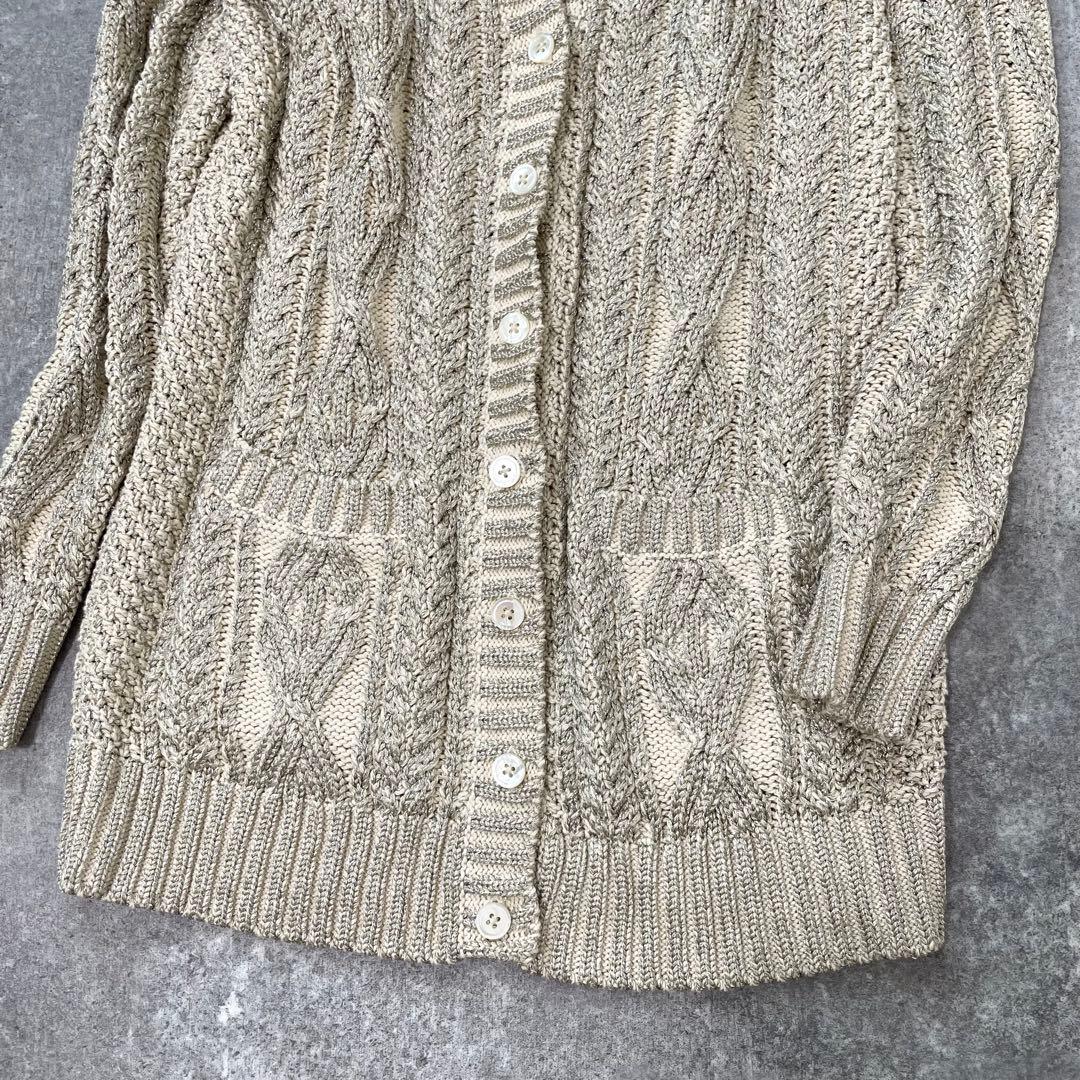極美品 ラルフローレン ケーブル シルバーラメ Vネック ロングカーディガン L