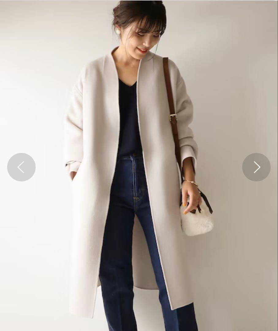 Spick&Span Wフェイススタンドノーカラーコート　スピックアンドスパン