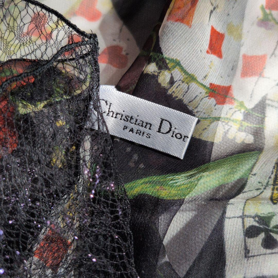 Dior 花柄レースのシフォンストール