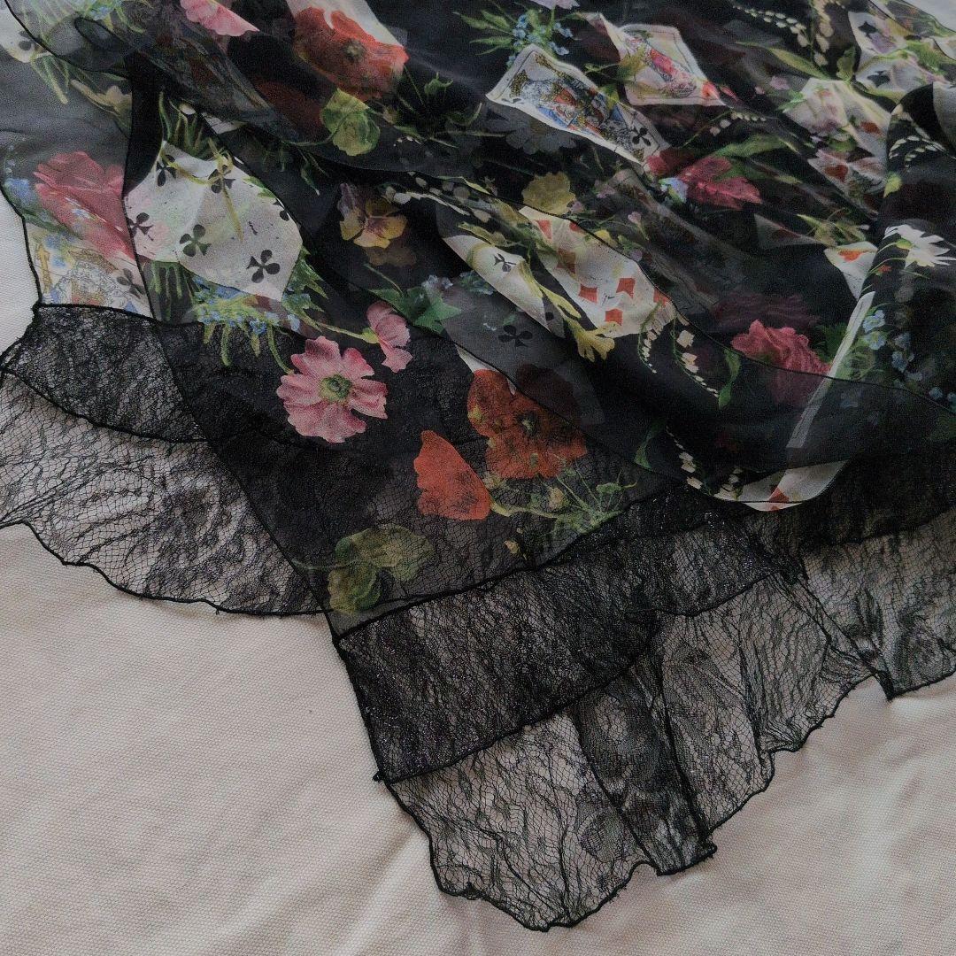 Dior 花柄レースのシフォンストール