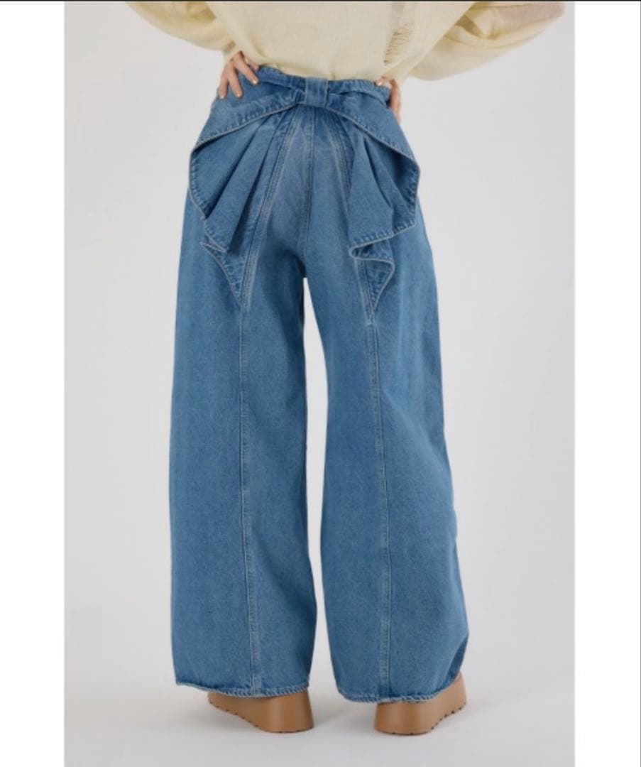 新品 リボン付きワイドレッグデニム大人気のデニムRODEO CROWNS パンツ