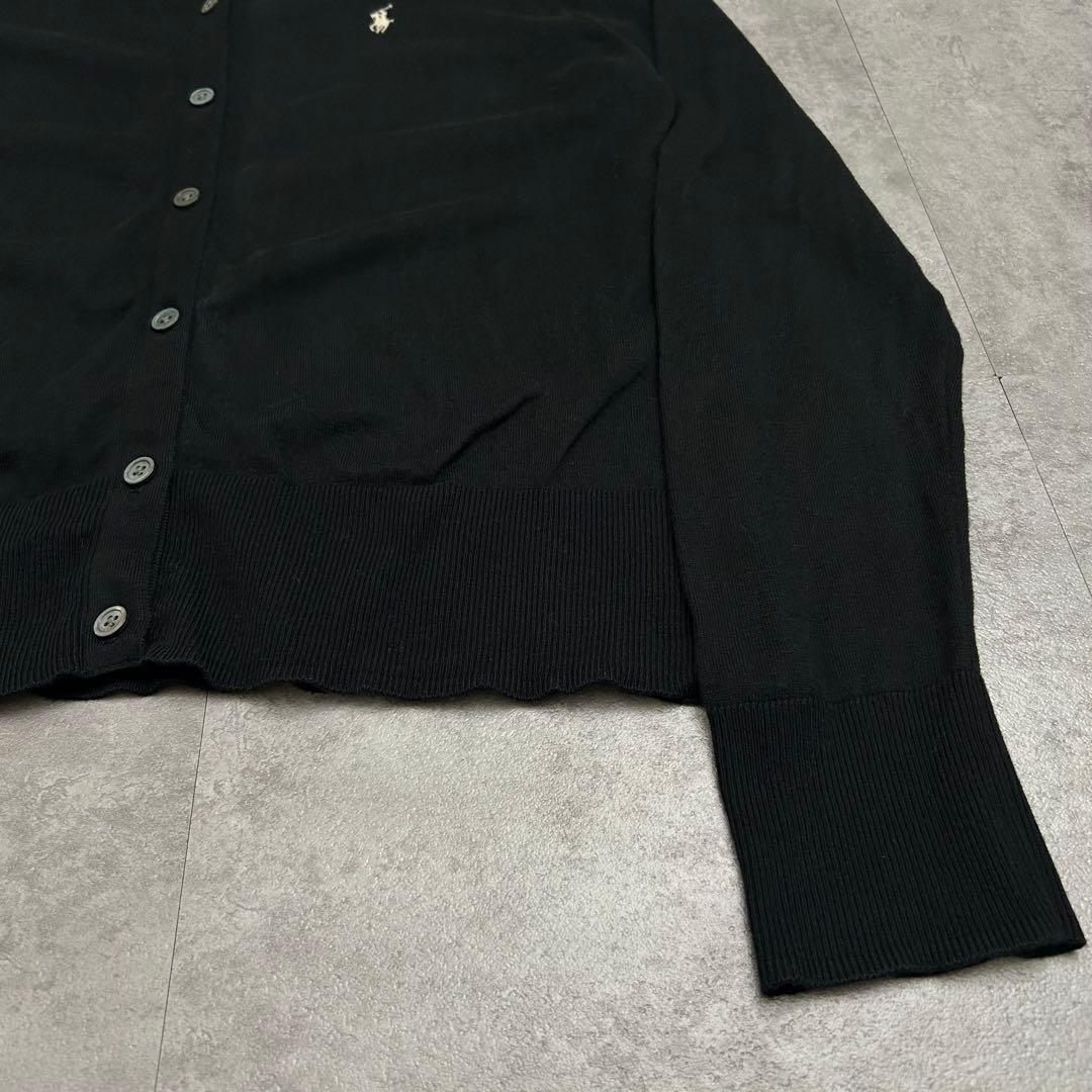 【美品】ポロラルフローレン ピマコットン カーディガン 刺繍ロゴ 黒 XL