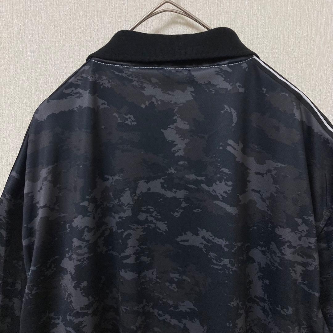 【美品】SY32 ポロシャツ カモ 切替 大きいサイズ 速乾 ブラック XXL