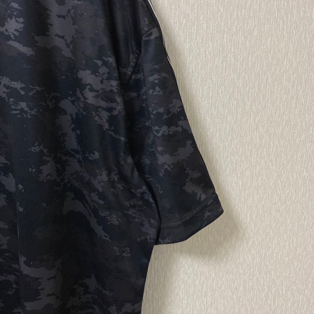 【美品】SY32 ポロシャツ カモ 切替 大きいサイズ 速乾 ブラック XXL