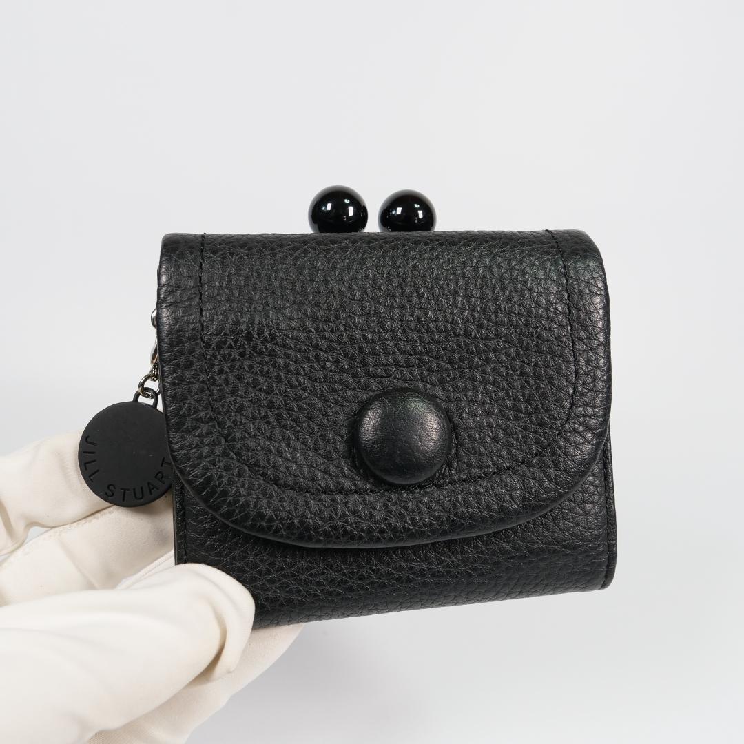 美品✨ ジルスチュアート がま口 二つ折り財布 ルナティ ブラック レザー