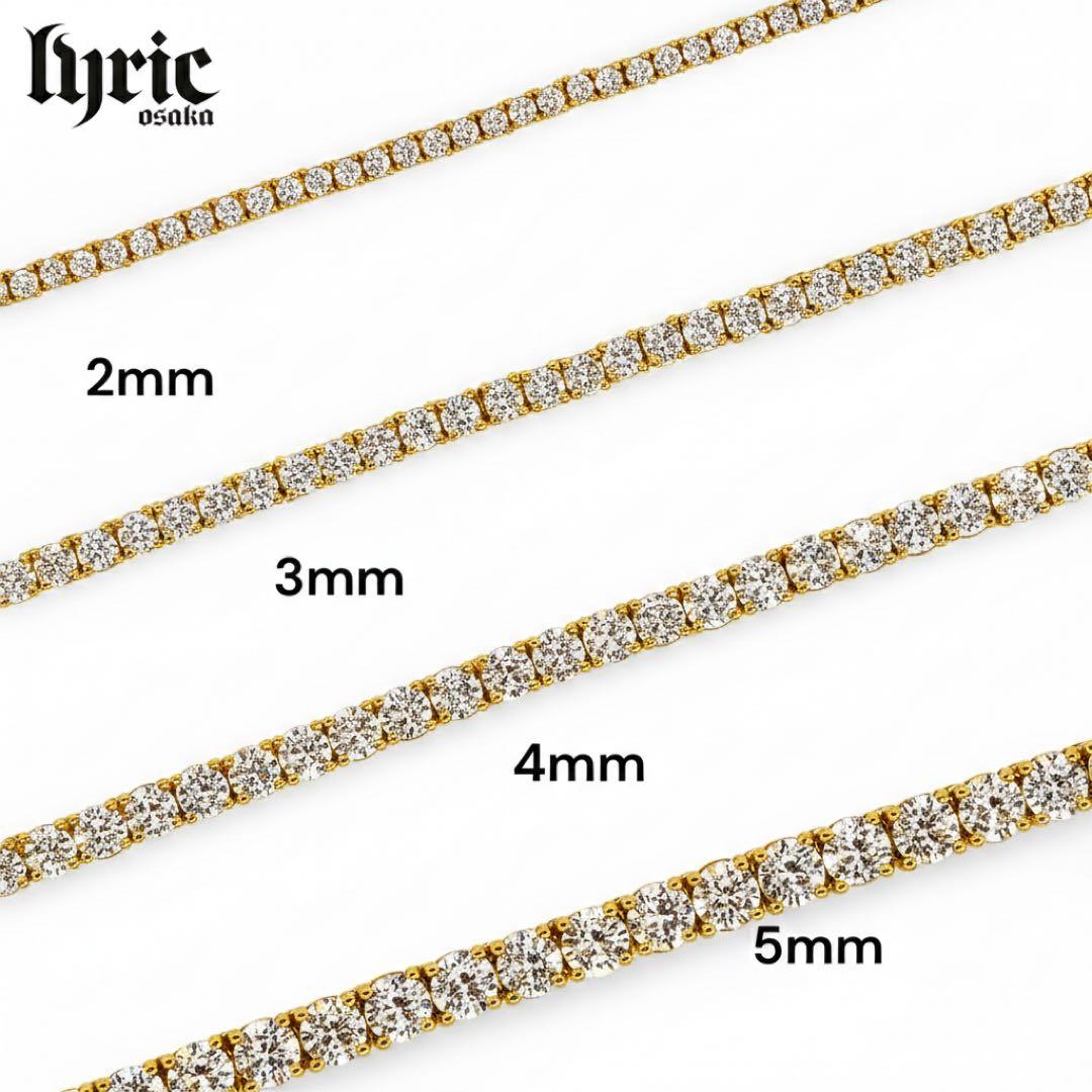 テニスネックレス ゴールド 3mm 50cm テニスチェーン 5ACZ最高品質