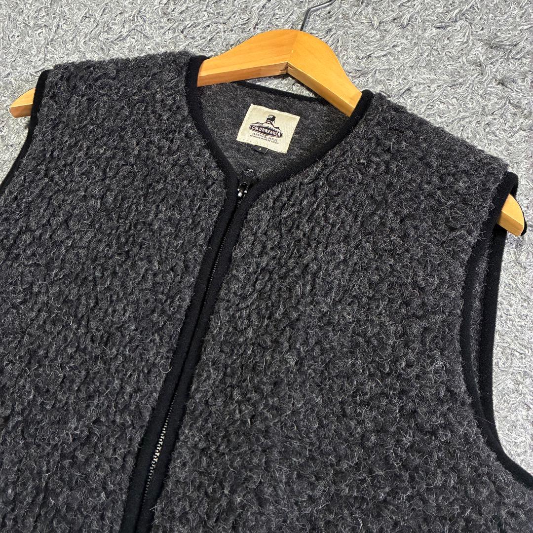【美品】COLD BREAKER ウールボア ノーカラージップベスト Sサイズ