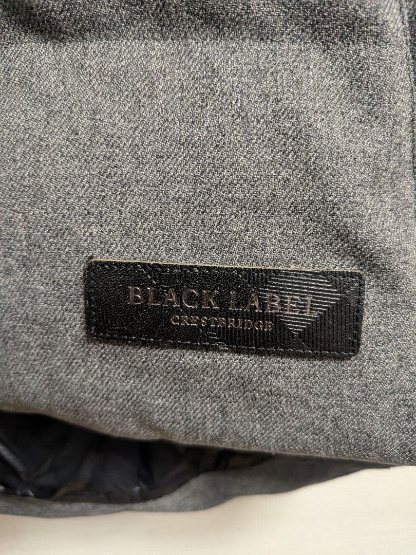 BLACK LABEL フード付きダウンベスト M 黒/グレー