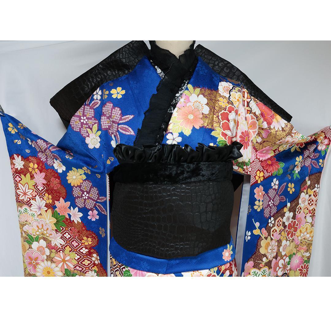 シ*ー様 振袖単体◆処分 特価品 【美品】青！◆ 163cm正絹成人式前撮り D