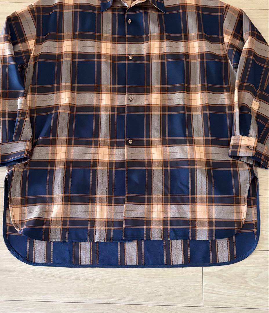 【美品】Lui's ルイス ロイヤルチェックスリットビッグシルエットシャツ