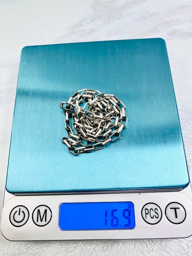 【超美品】GUCCI レクタングル チェーン ネックレス 男女兼用　SV925