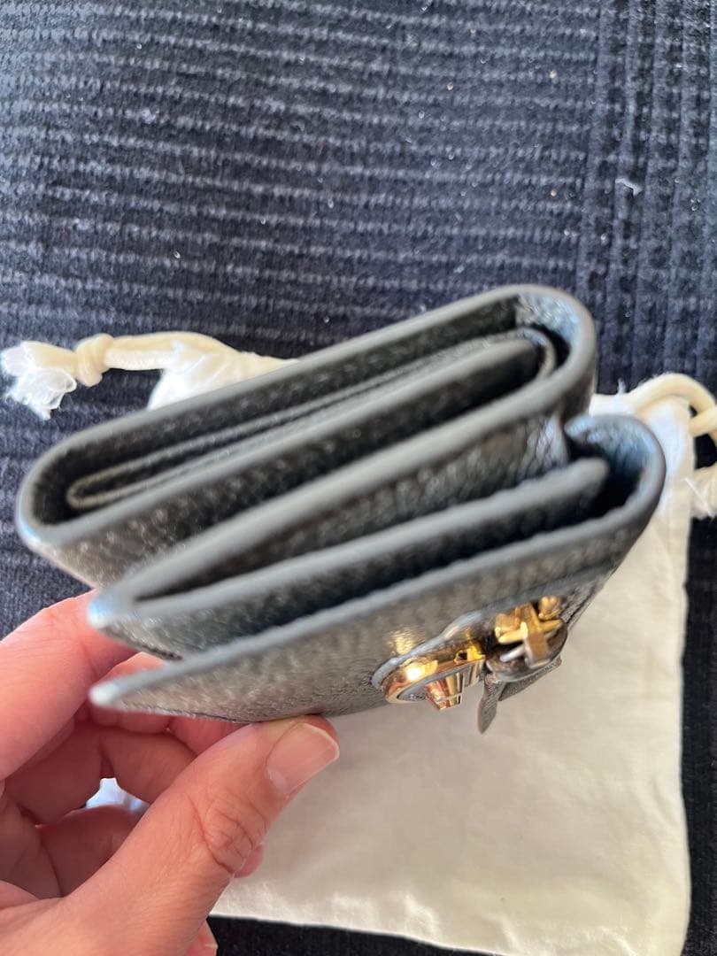 BALENCIAGA グレー レザー 三つ折り財布