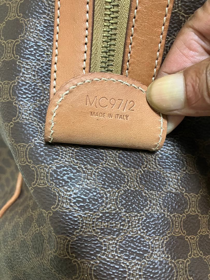 CELINE オールド セリーヌ マカダム柄 ボストン バッグ ゴールド金具