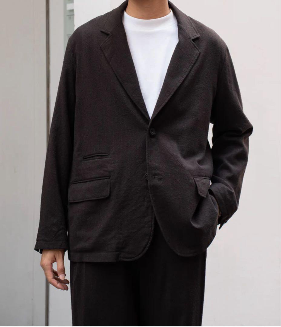 ULTERIOR WASHED WOOL SILK STRIPE 4 ブラウン