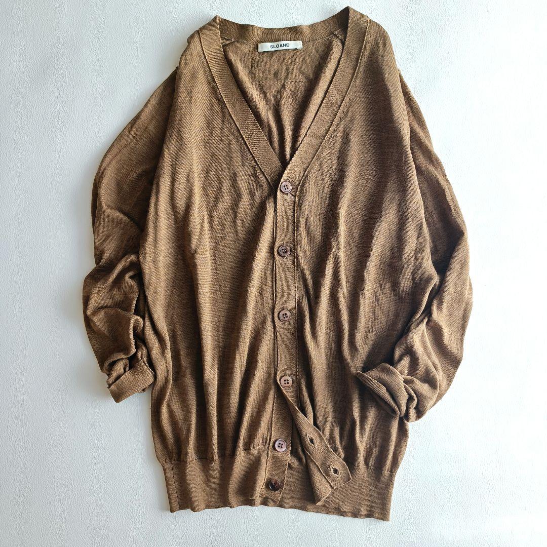 美品✨シルク SLOANE 18G天竺シルク Vカーディガン　ユニセックス