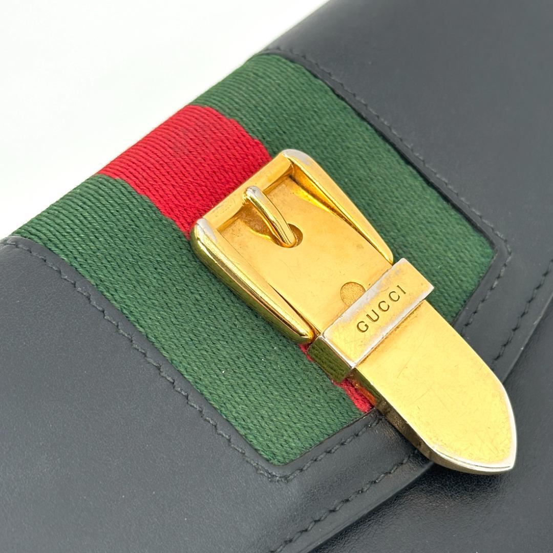 【美品】GUCCI グッチ 長財布 シェリーライン シルヴィ レザー