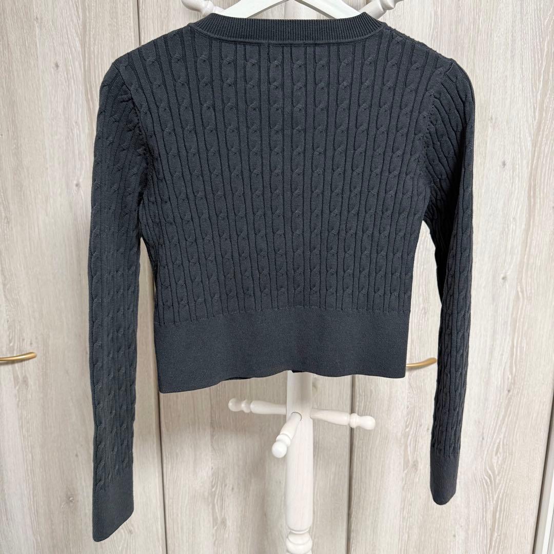 anuans リトルケーブルニットカーディガン CHARCOALGREY