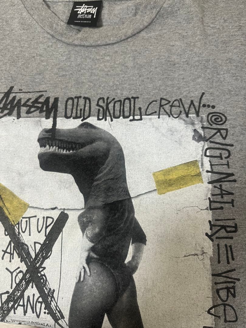 Stussy OLD SKOOL CREW グレー Tシャツ M