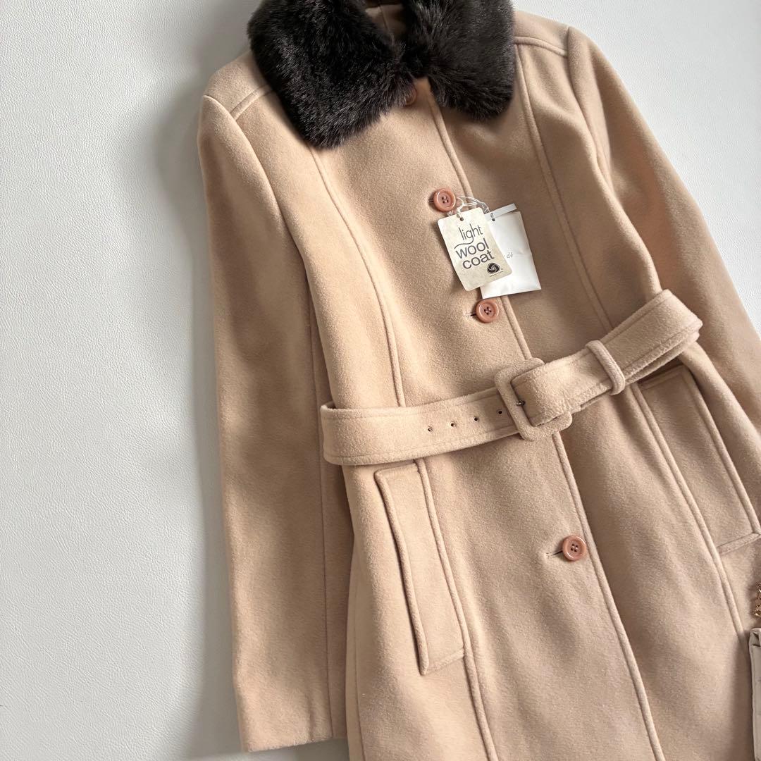 ◆新品◆エフデ◆カシミヤ混上質ロングコート◆ベージュ◆ステンカラー◆M◆