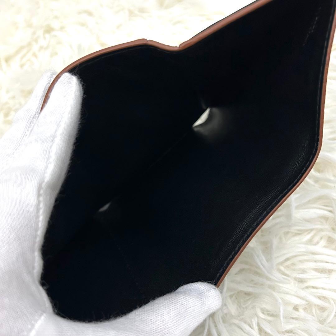 ［極美品］LOEWE アナグラム トライフォールド ウォレット 財布 ブラック