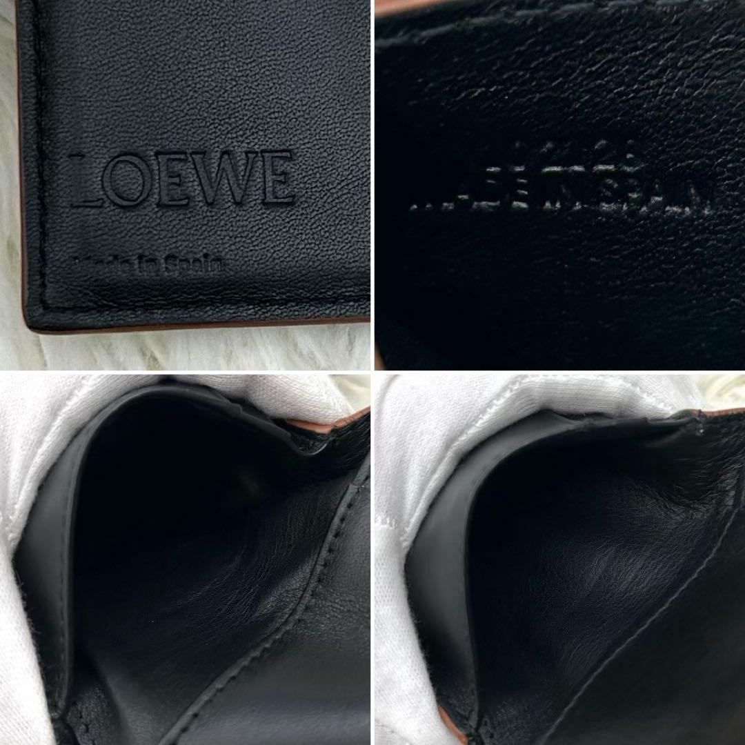 ［極美品］LOEWE アナグラム トライフォールド ウォレット 財布 ブラック
