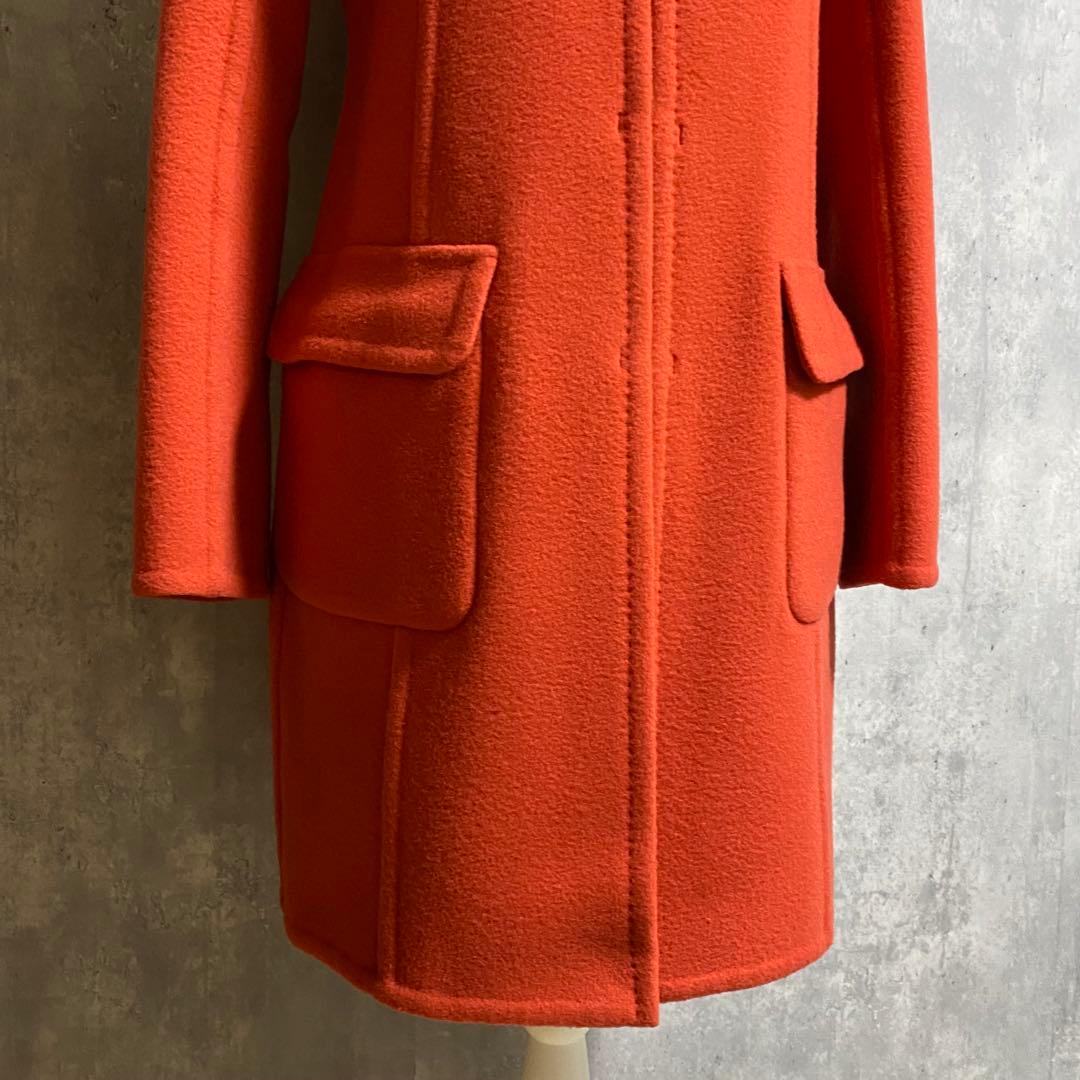 EPOCA ウール混紡 ノーカラー ダブルフェイス ロングコート オレンジ系