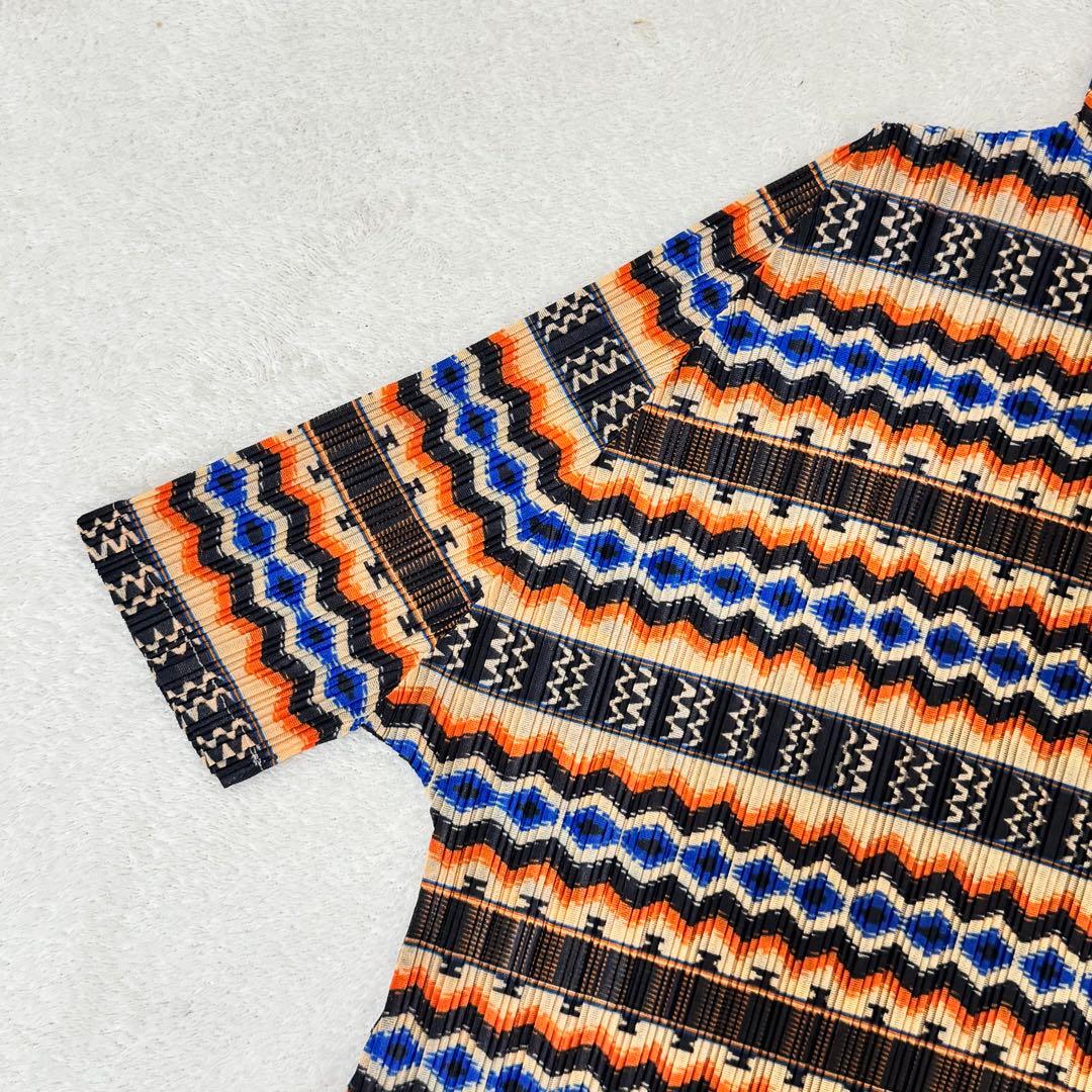 極美品✨PLEATS PLEASE ワンピース　総柄　ハイネック　七部丈