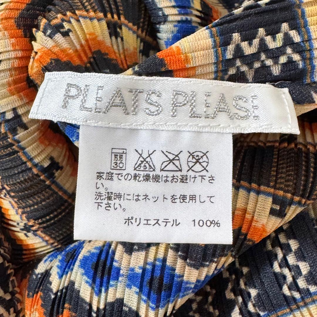 極美品✨PLEATS PLEASE ワンピース　総柄　ハイネック　七部丈