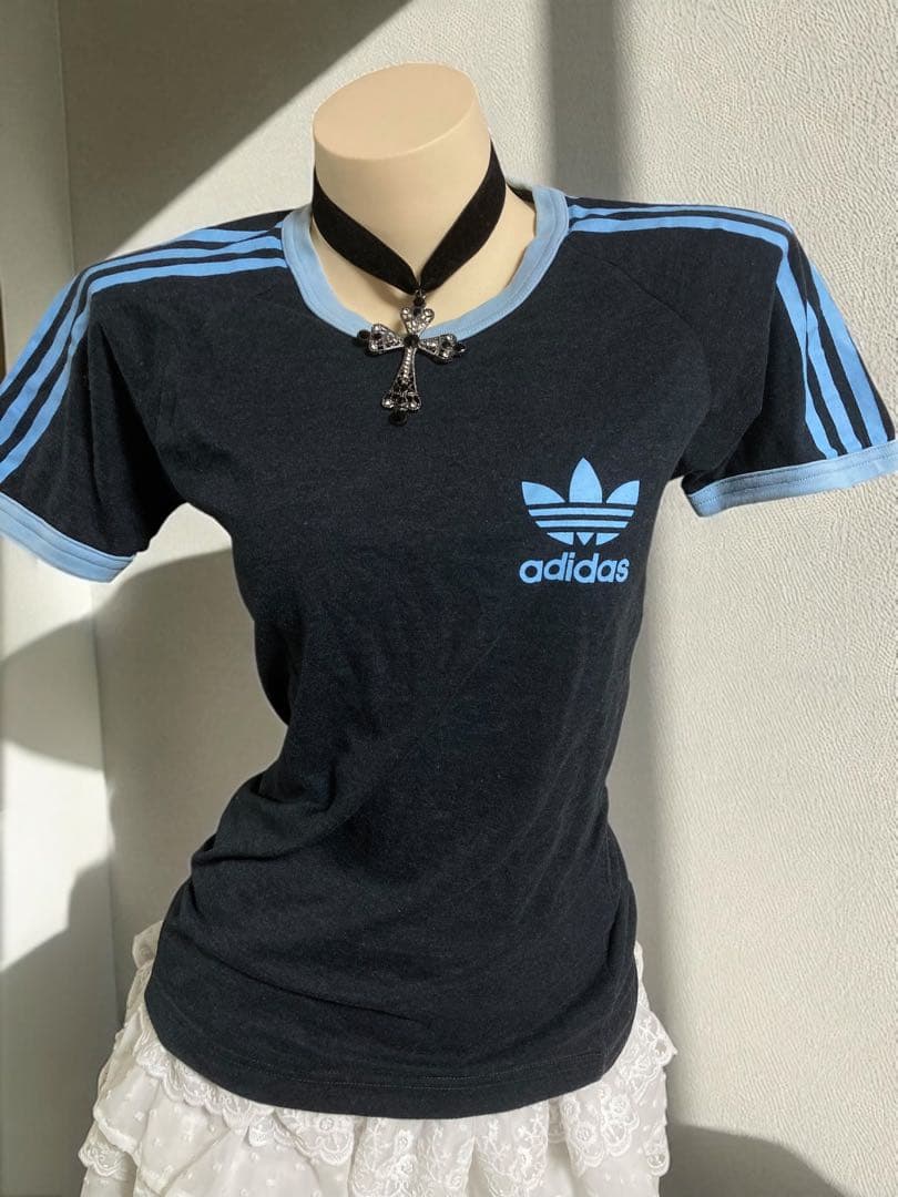 y2k平成ギャルぴちT adidasリンガー3本線フェアリーグランジトレフォイル