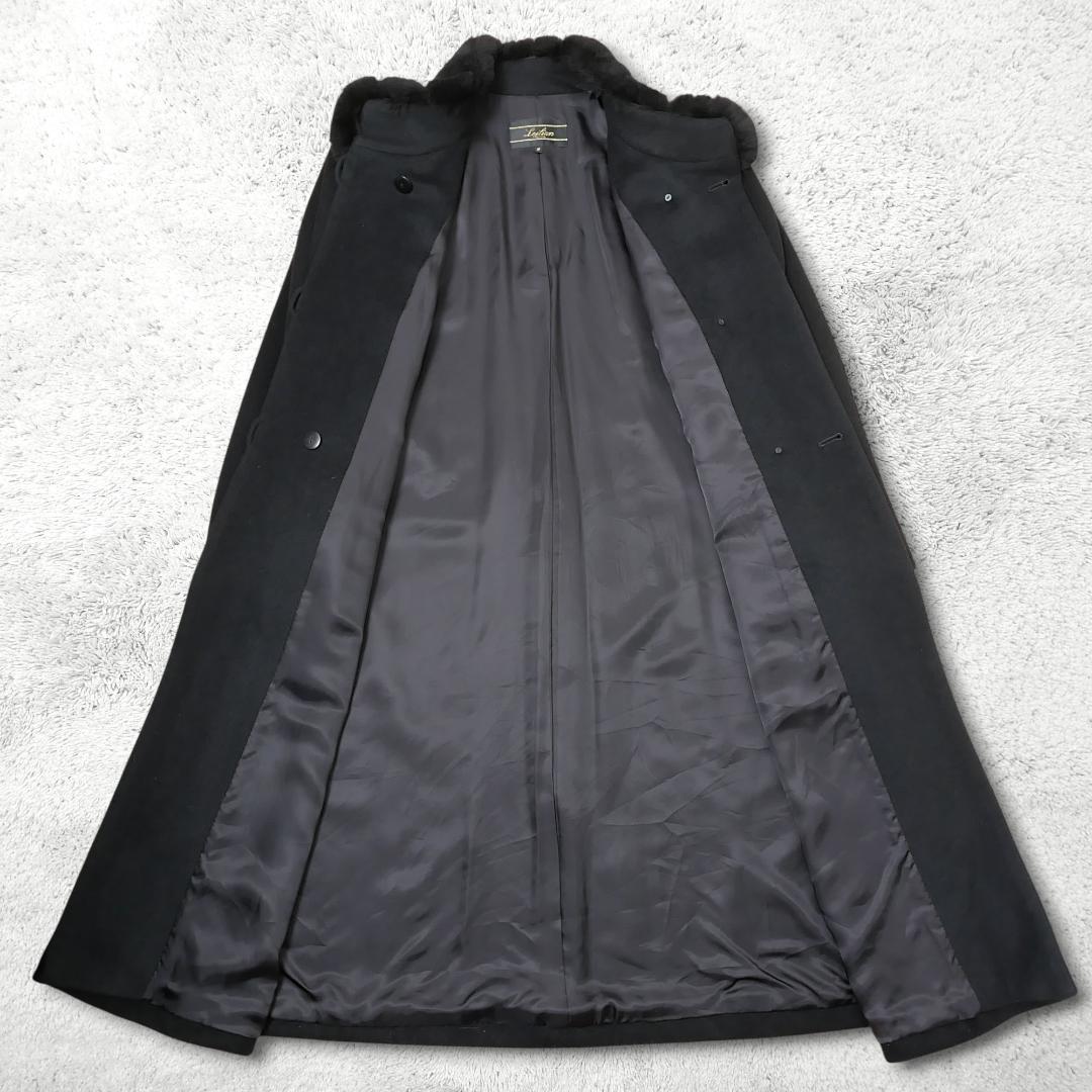 美品【レリアン】カシミヤ100% ロングコート 9号 フォックスファー 日本製
