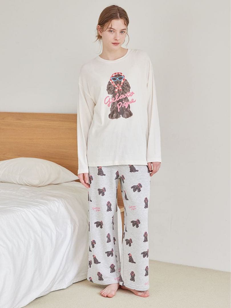 ＊未開封＊スカーフdog ワンポイント ロンT & ロングパンツ セット レッド