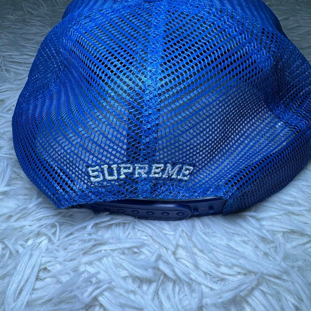 ☆Supreme メッシュキャップ USA製 青 ピンナップガール 刺繍☆
