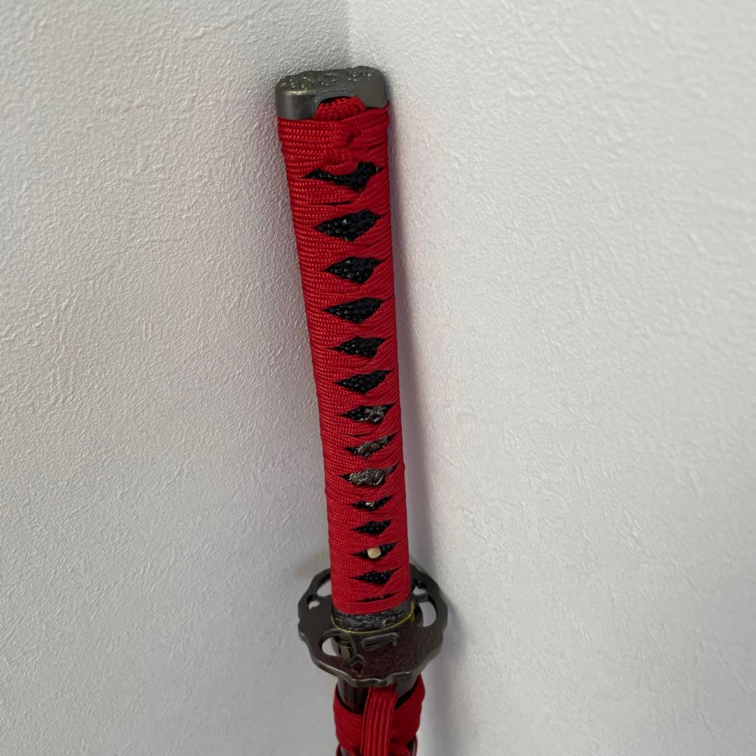 模造刀 千子村正拵え 赤柄黒鮫皮 瓢箪透し鍔
