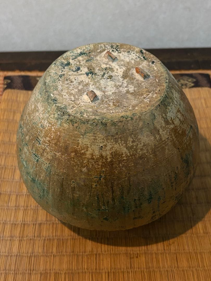 骨董　緑釉壺　古代出土品　漢時代　中国美術　古美術