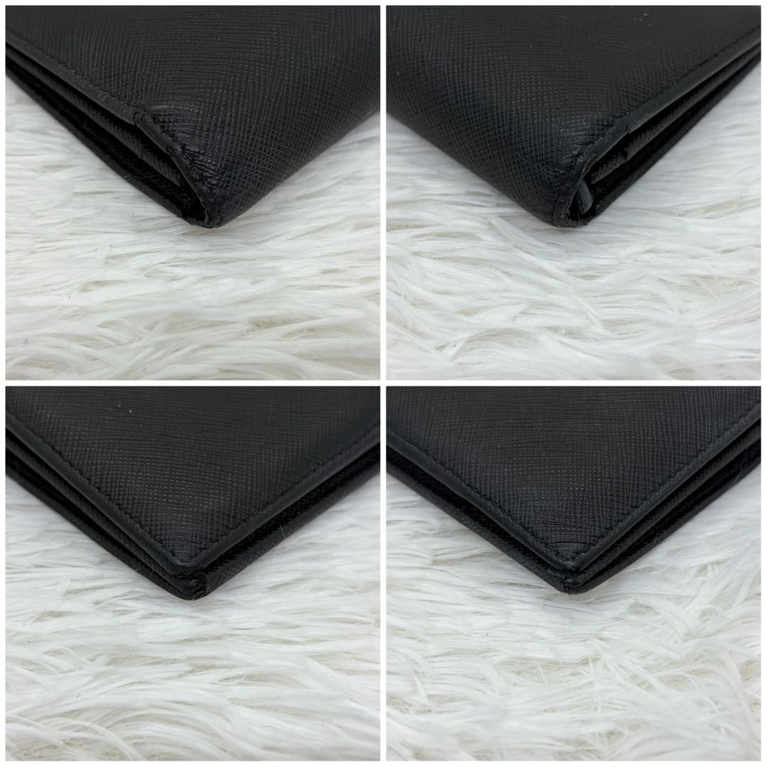 RFID搭載/美品✨️プラダ 長財布 折り財布 レザー バイカラー 黒 ピンク