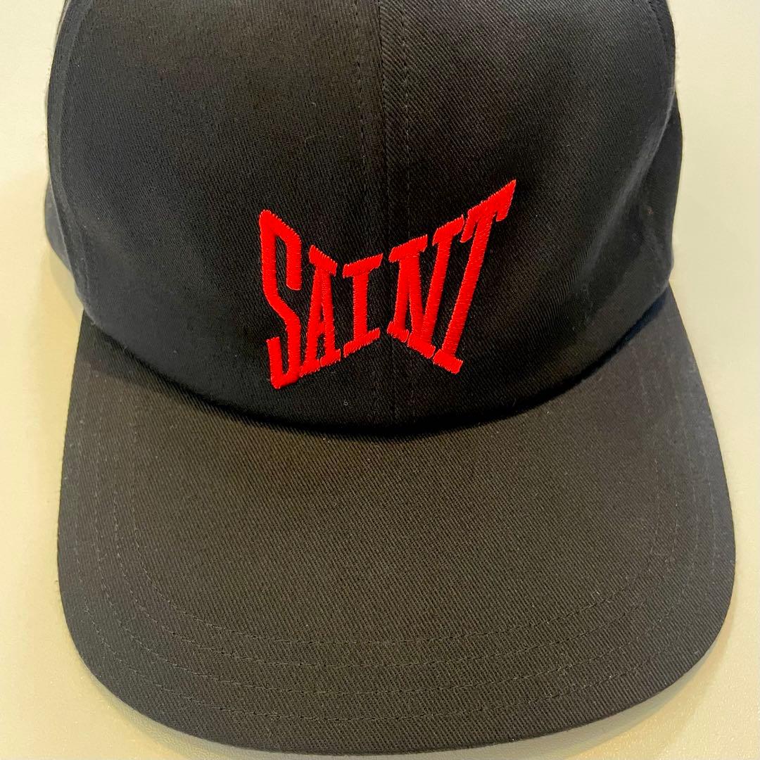 中古 美品 SAINT Mxxxxxx セントマイケル 帽子 CAP 黒 ✖︎ 赤