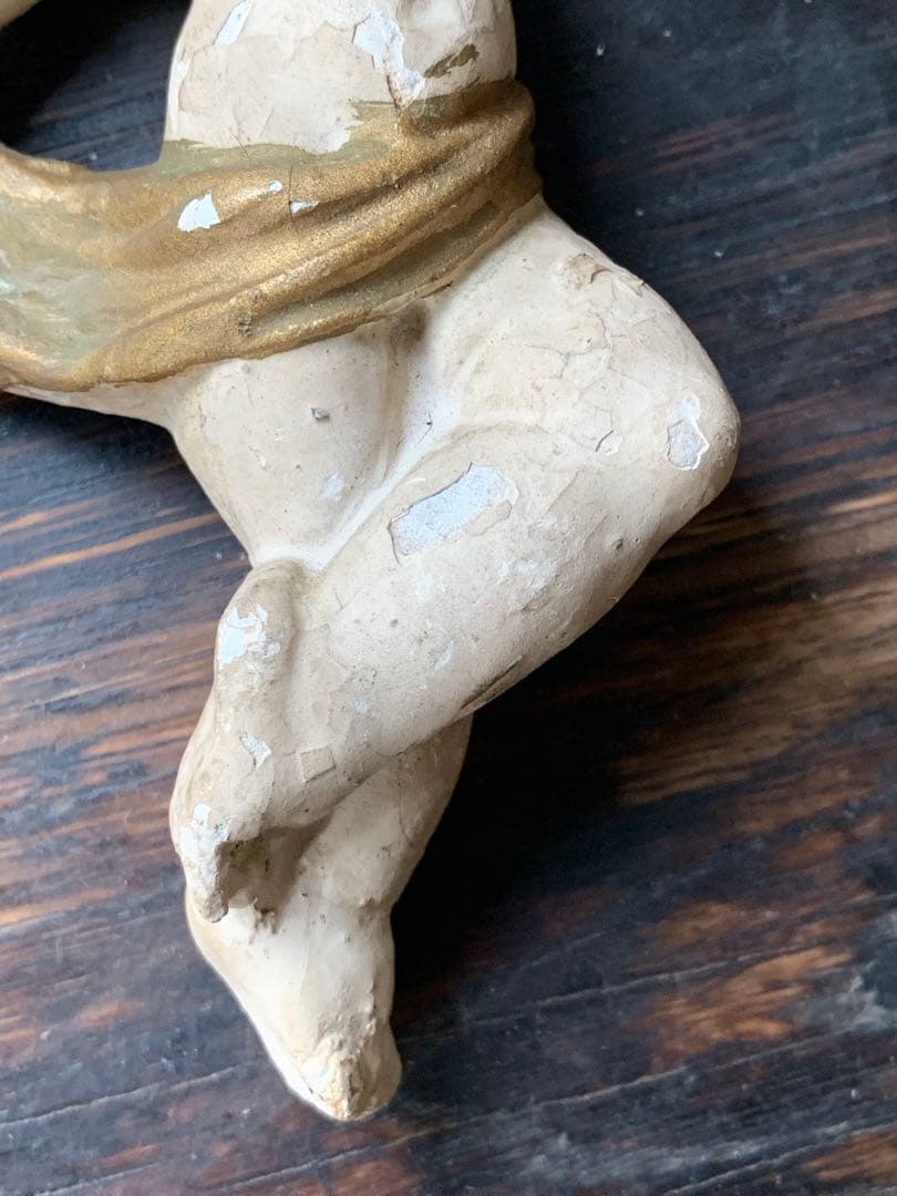 フランスアンティーク 二体の天使 エンジェル 石膏 クリスマス