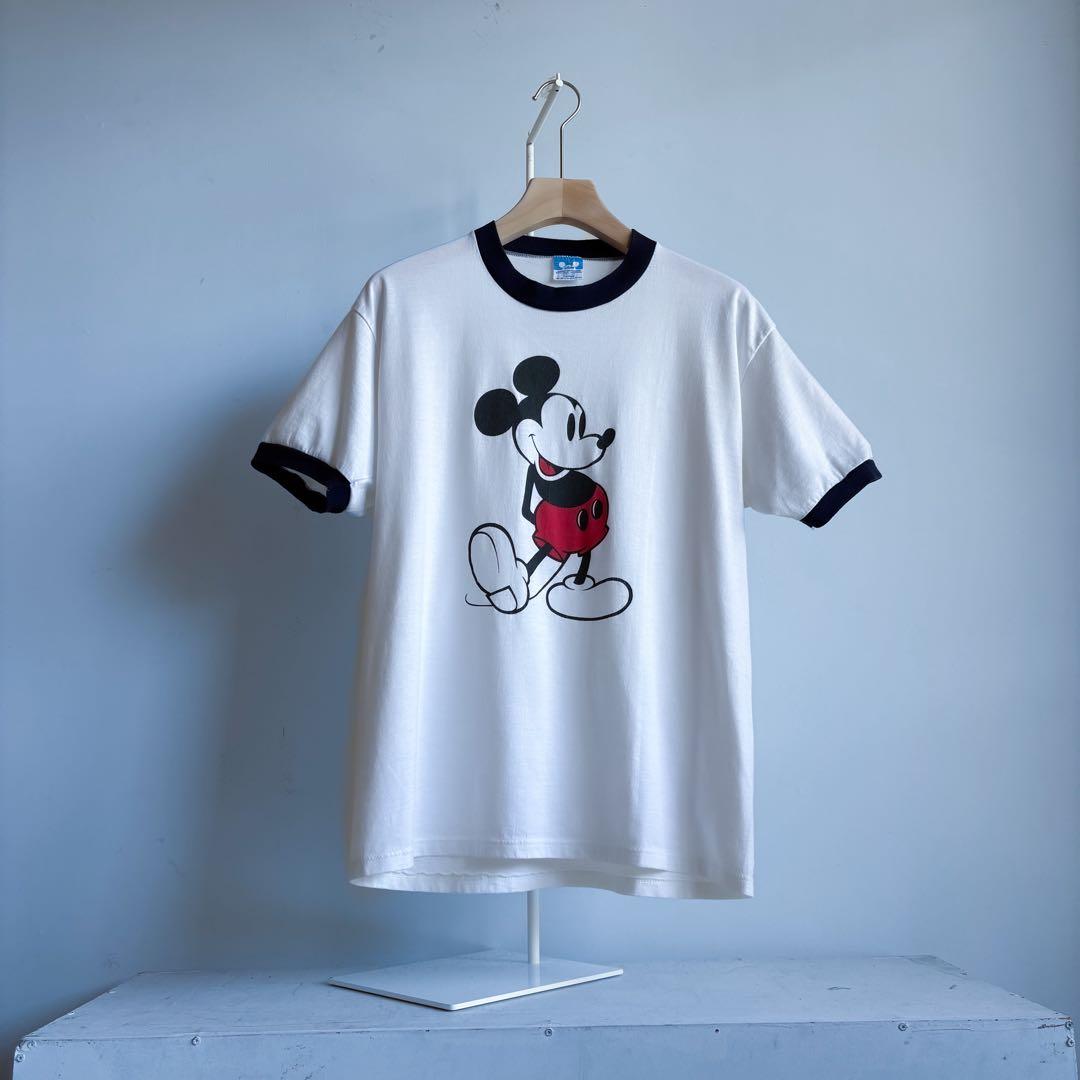 美品 80s Disney 白足 ミッキー XL USA製 ビンテージリンガーT