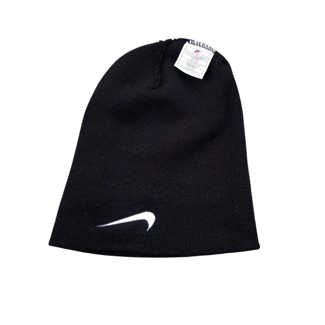 【90’s】美品　NIKE ビーニー　ニット帽　刺繍ロゴ　vintage 銀タグ