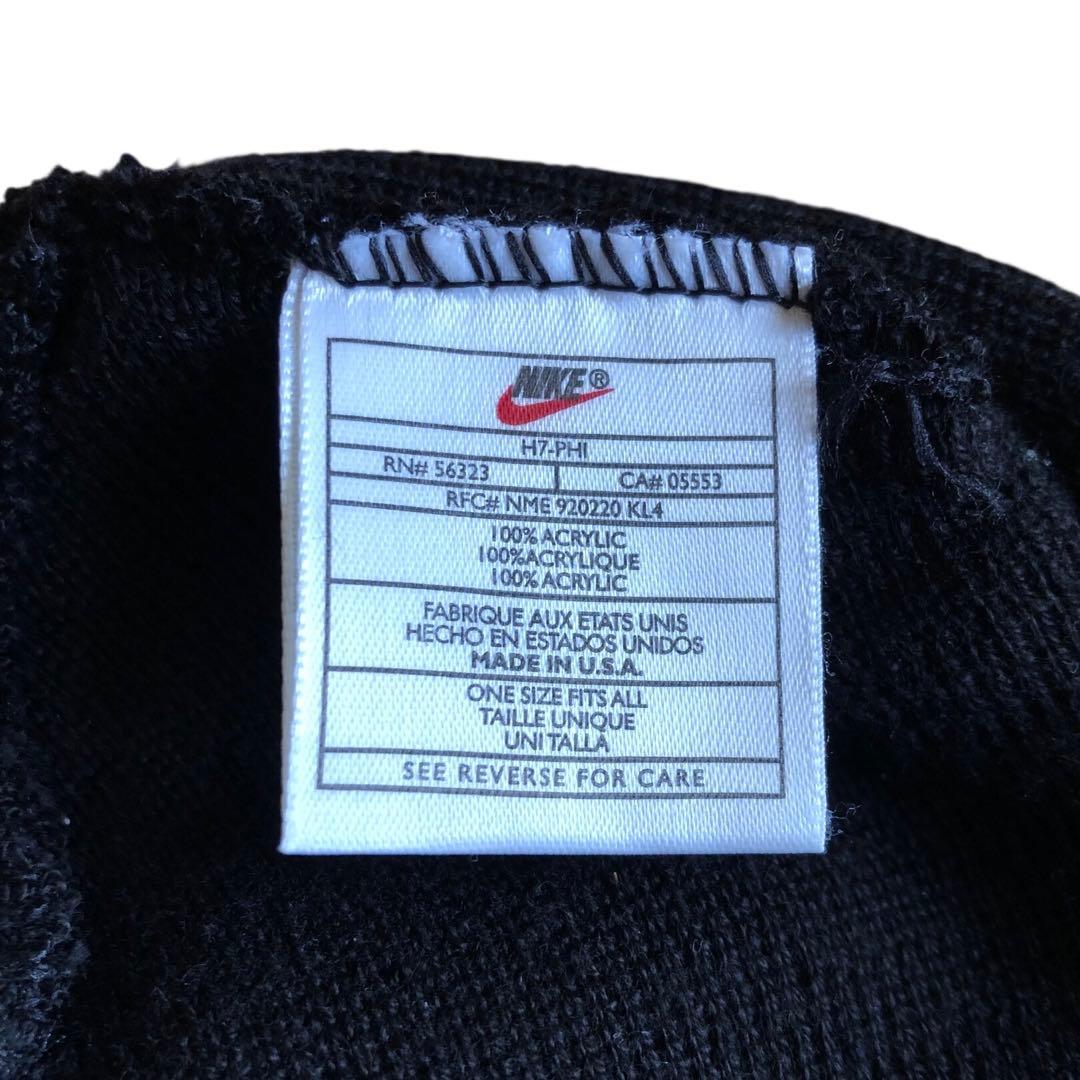 【90’s】美品　NIKE ビーニー　ニット帽　刺繍ロゴ　vintage 銀タグ