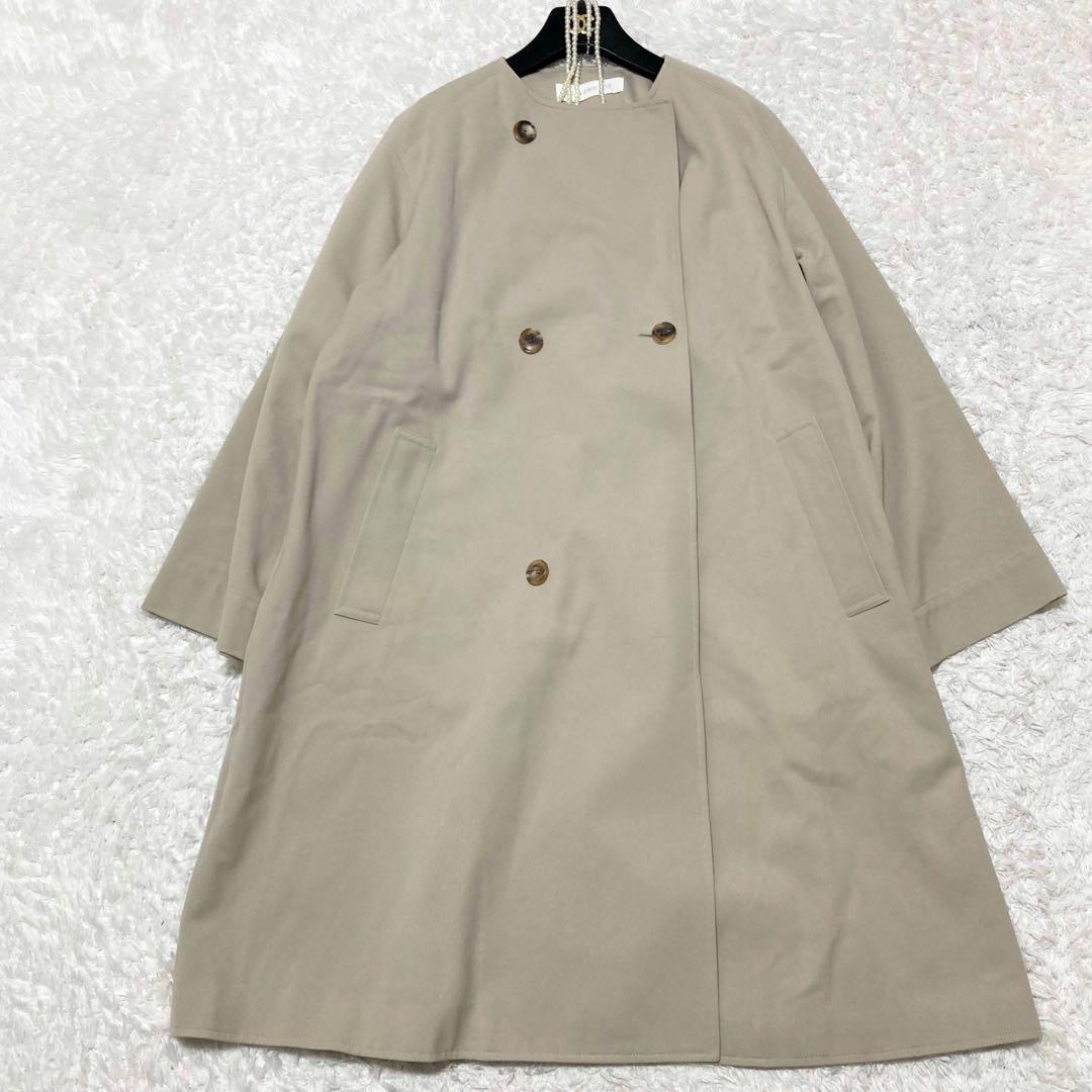 美品♡ ギャルリーヴィー コットンリネンツイル ノーカラーコート ベージュ