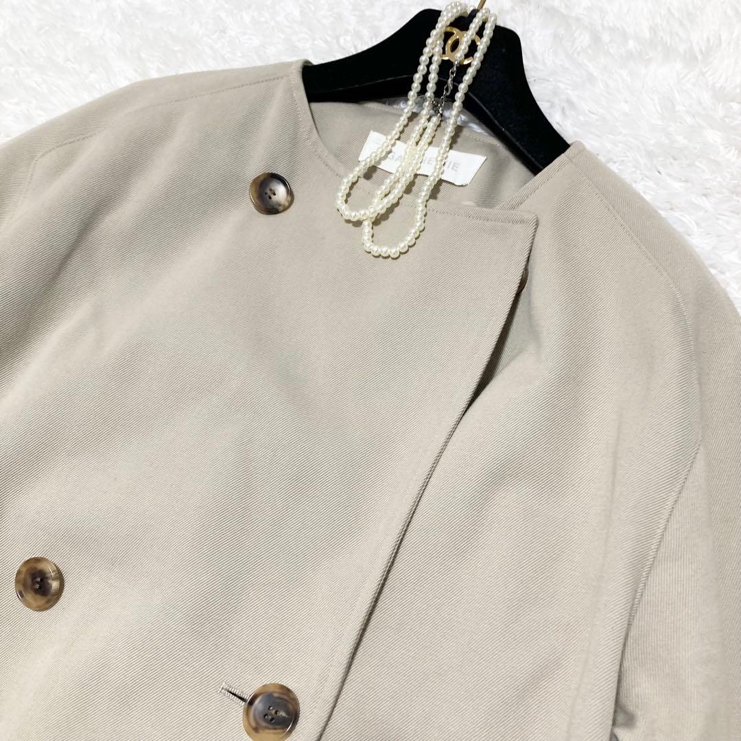 美品♡ ギャルリーヴィー コットンリネンツイル ノーカラーコート ベージュ