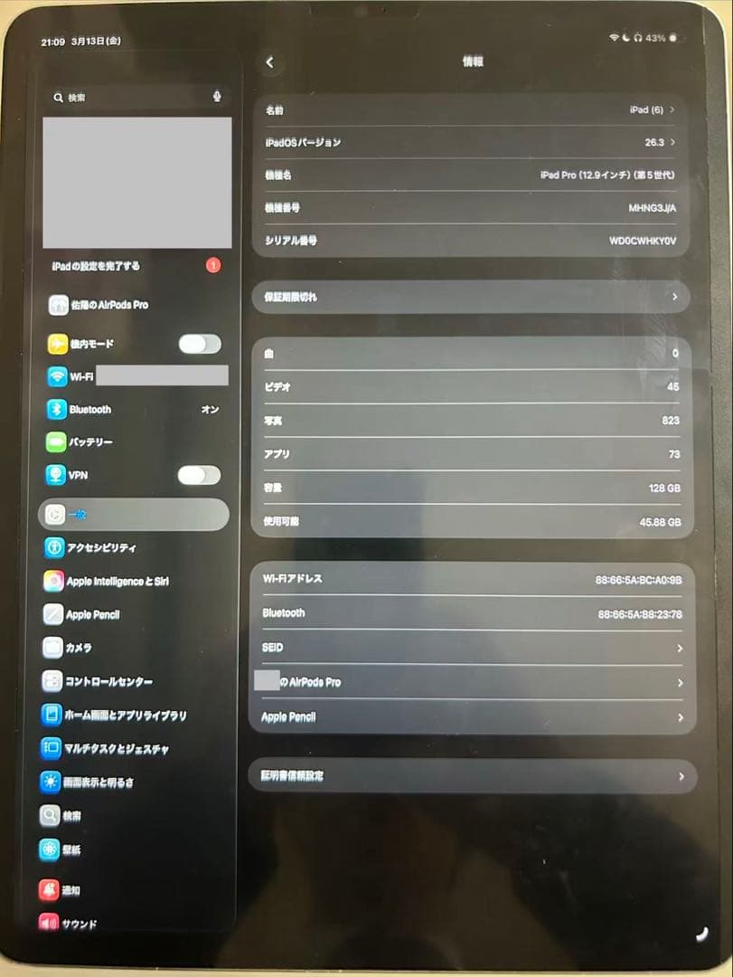 iPad Pro 12.9インチ　第五世代
