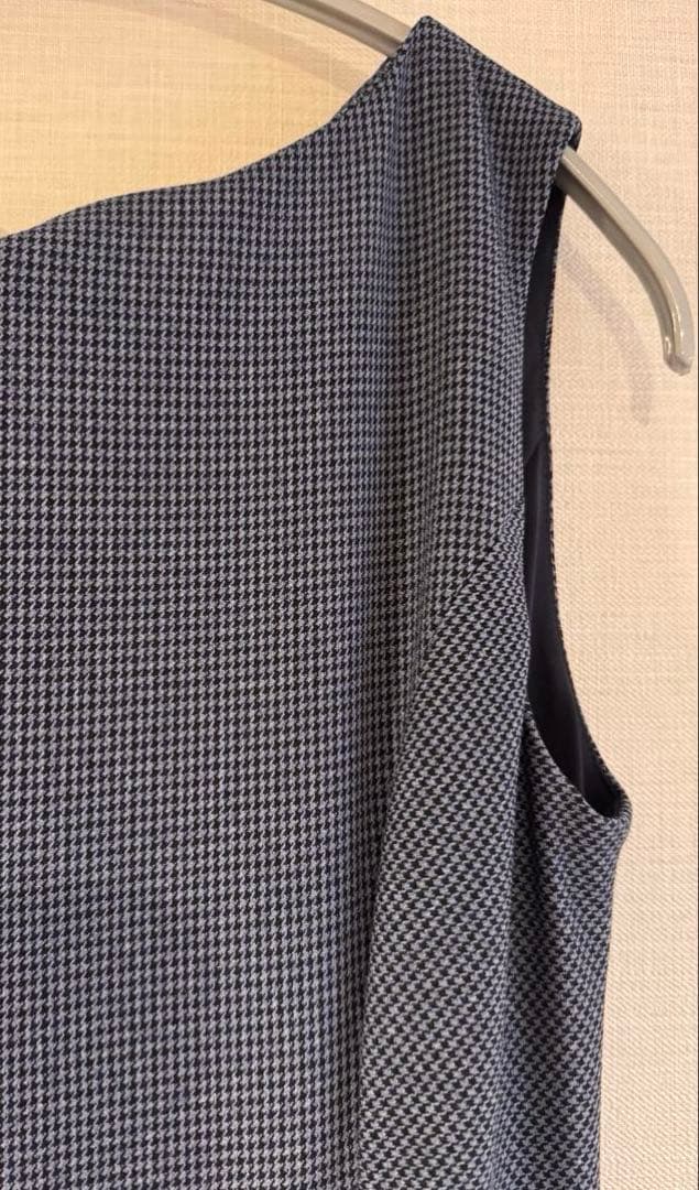 FOXEYフォクシー完売品38白襟千鳥柄洗えるワンピース /クリーニング済み