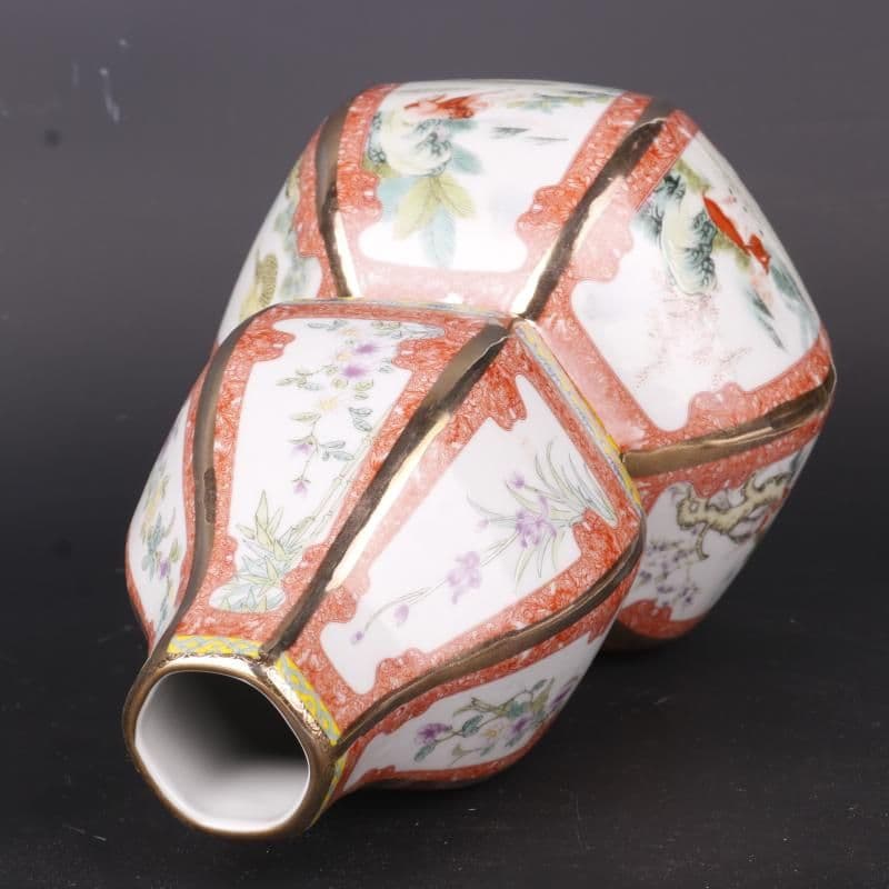 琺瑯彩十二支瓢簞瓶 景徳鎮 陶磁器 装飾品 工芸品 美術品 置物