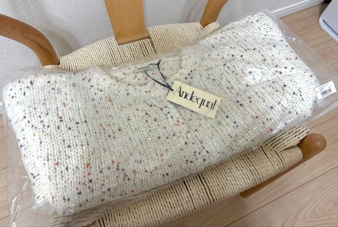 andequal fringe design gritter knit ニット