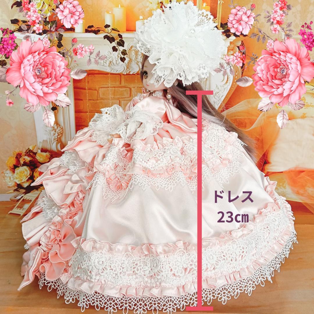 ティモカ　リカちゃんサイズ　リボンのロココ調ドレス　手作り　ドール服