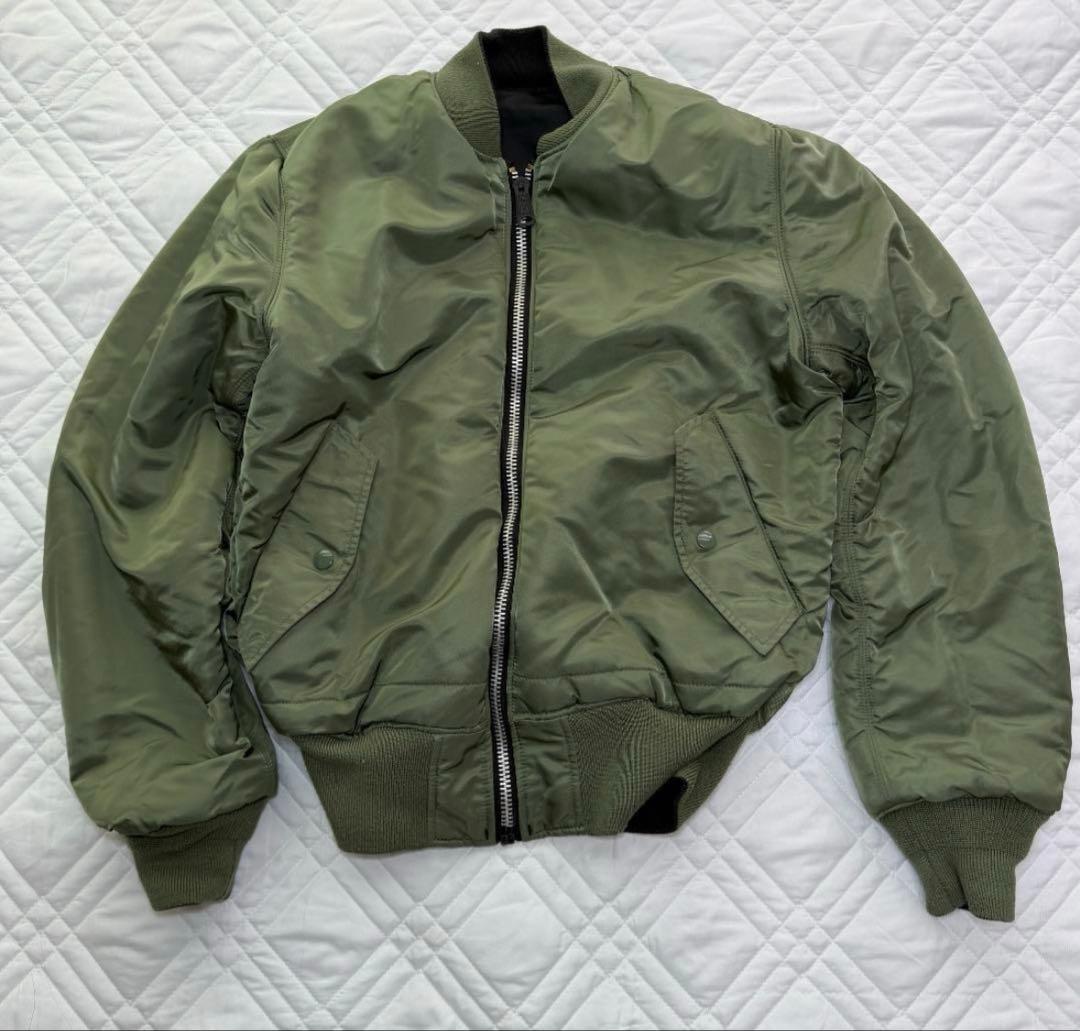 USA製 90s ALPHA MA-1 黒×緑 フライトジャケット