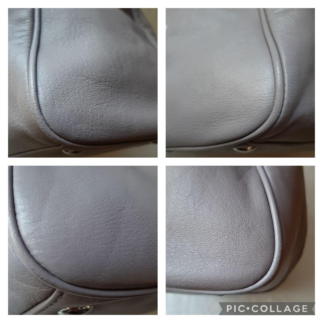 美品 COACH 2way レザー ミニボストンバッグ グレーパープル色