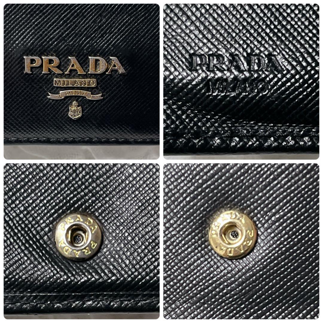 PRADA サフィアーノレザー 二つ折り財布 ブラック　コンパクト　黒　ゴールド